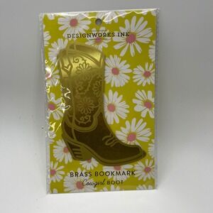 Designworks Ink Brass Cowgirl Boot Bookmark Gold Floral Etched Western Boho New